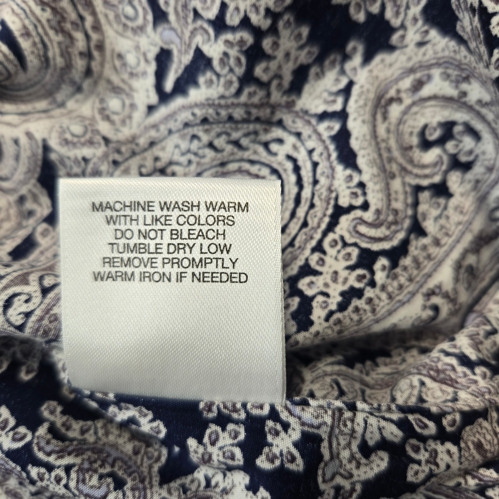 Cremieux Paradise Mens XL Navy White Paisley Print Long Sleeve Cotton Shirt NWT - Picture 7 of 10